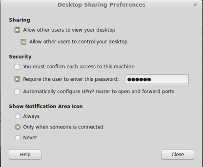 Desktop Sharing prefs